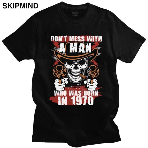 

don't mess with a man was born in 1970 short sleeve graphic 50th birthday gift idea skull gun sport hooded sweatshirt hoodie t shirt