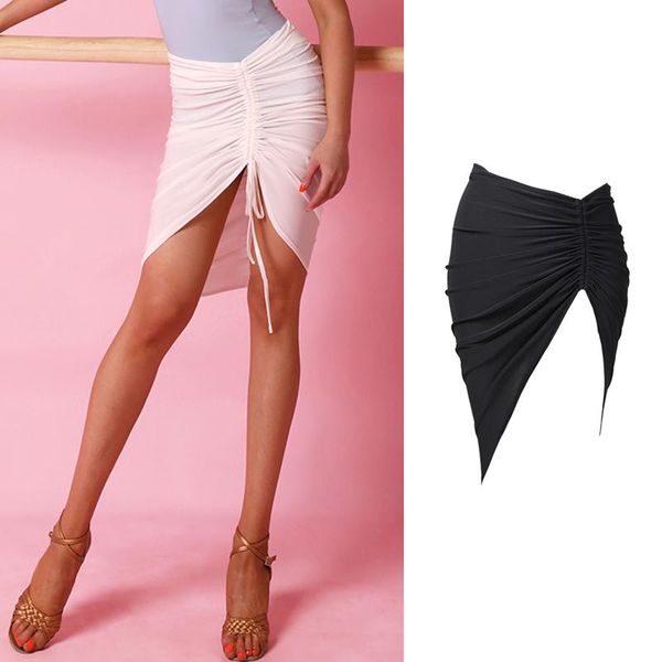 

stage wear latin dance skirt adults split irregular skirts tango salsa cha rumba samba dancing practice clothes women dnv13392, Black;red