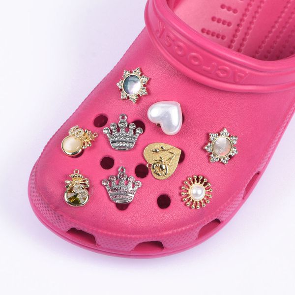 

high-quality luxury jewelry metal design bling designer charms crystal shoe accessary, White;pink