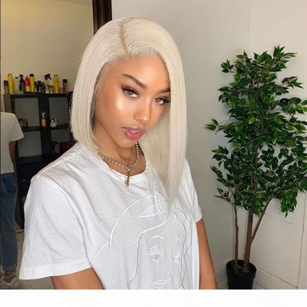 

vancehair silver grey 60# lace front human hair wigs short straight bob wig 130% density pre plucked remy hair, Black;brown