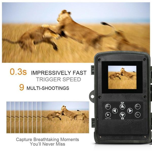 

cameras hc801a hunting trail camera night version wild 16mp 1080p ip65 trap 0.3s trigger wildlife surveillance