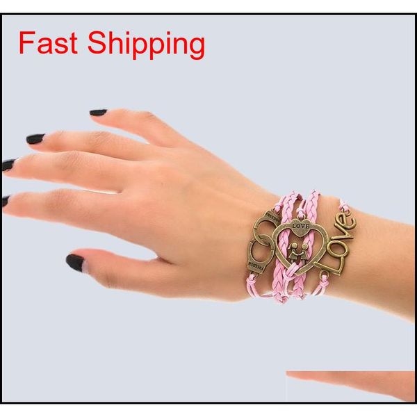 

hand made 30 mix style infinity leather alloy fashion cuff bracelet charm bracelet vintage access qylojr bde_home, Golden;silver