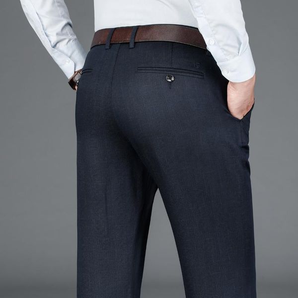 

men's pants classic jacquard comfortable modal fit thick casual 2021 autumn winter brand clothing business gentleman trousers, Black