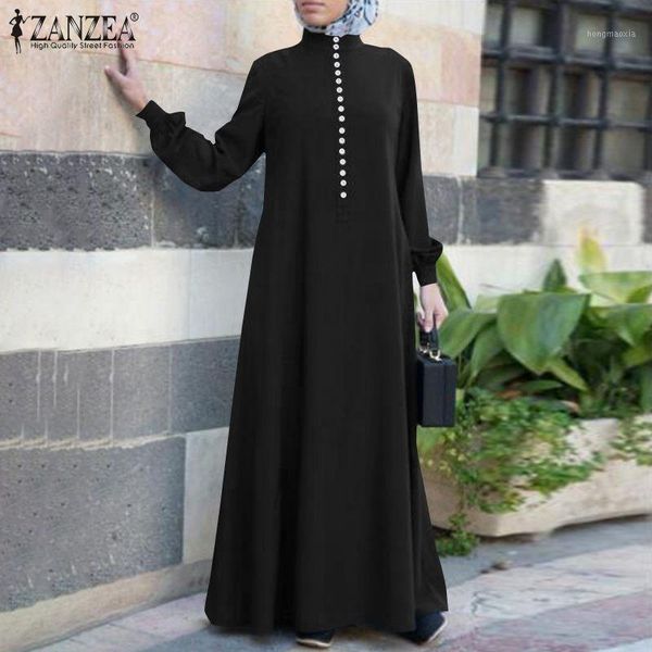 

zanzea 2020 autumn long sleeve muslim dress women kaftan dubai abaya turkey dresses robe islam clothing sundress femme vestidos1, Black;gray