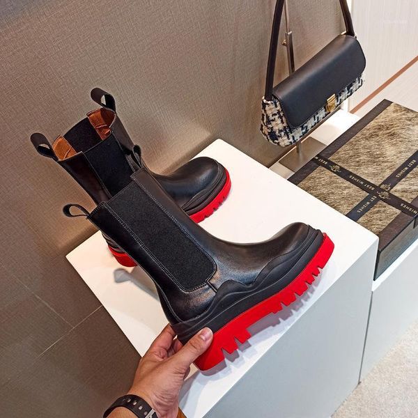 

and thick soles, chelsey boots, women's 2020 same shoes with medium new versatile boots, short boots and anti1, Black