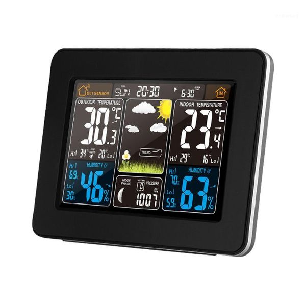 Andere Uhren Zubehör Digitaler Wecker Wetterstation Wand Indoor Outdoor Temperatur Luftfeuchtigkeit Uhr Mondphasenvorhersage USB-Aufladung