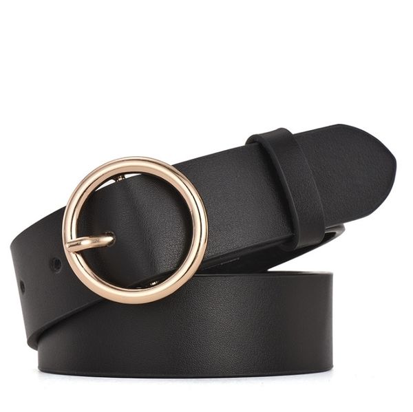 

2019 women circle buckle belts,4 colors women fashionable belts,quality leather women belts y19051803, Black;brown