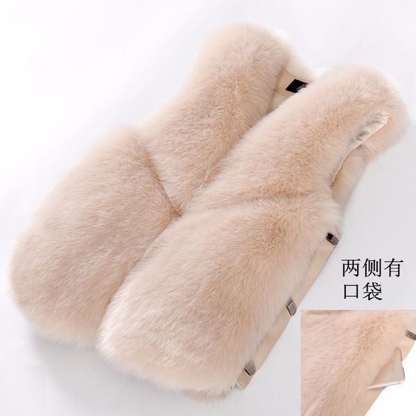 

fashion v-neck short faux fur vest new arrival thick warm winter jacket women wholesale price 201212, Black