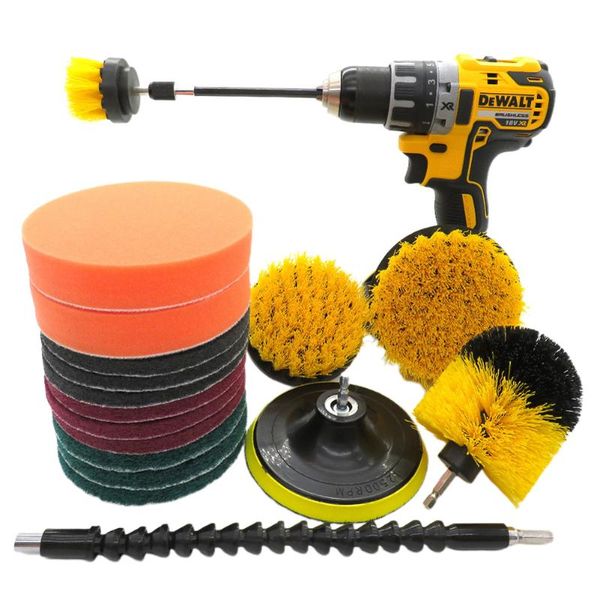 

car washer 18pcs floor wash carpet buffing scrub pads home attachment durable bathroom kitchen nylon drill brush set cleaning tool