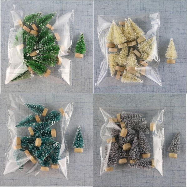 

снег 12pcs мини дерево санта рождественские украшения для дома diy frost village decor 2020 navidad новый год 2021 подарок noel