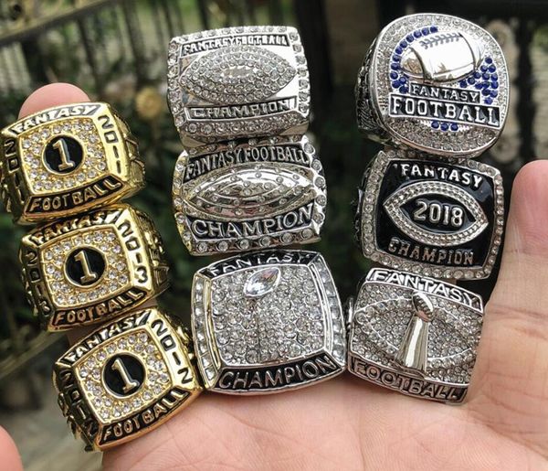 

9pcs 2011 12 13 2015 2016 2017 2018 2019 fantasy football team champions championship ring souvenir men fan gift 2020, Golden;silver