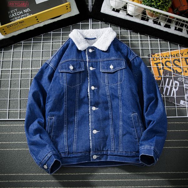 

2021 new style men's winter jacket blue vintage designer denim warm british cotton coats parka hombre 38vr, Black;brown