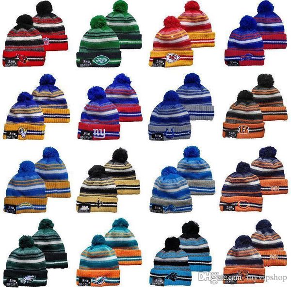 

new men's all team knitted cuffed pom beanie hats letter w striped sideline wool warm baseball beanie cap mix order mix colors, Blue;gray