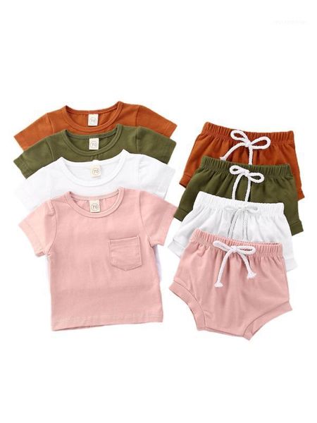

clothing sets 2021 summer toddler baby boys girls suits cotton kids outfits children girl set born t-shirts +shorts tracksuits1, White