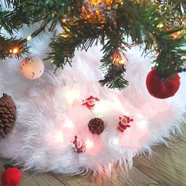 

merry christmas tree skirt base white fluffy cute comfortable decor for gift box xmas floor cover mat ornaments home room carpet