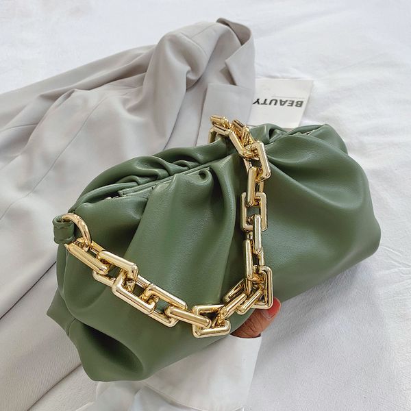 

thick chain shoulder bag luxury handbag women bags designer leather clutches retro cloud pouch bag women totes bag hand purses c1020