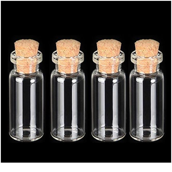 

4pcs/lot 10ml mini glass bottle vials empty sample jars with cork ser glass bottle message vial weddings wis sqczpq