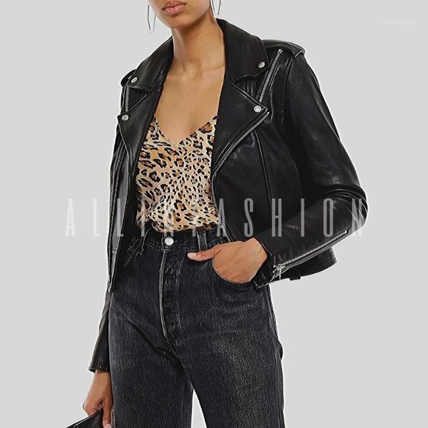 

leather coat women's punk style 2020 fall winter trend european and american leather motorcycle jacket1, Black