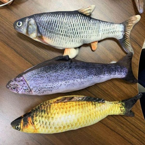 

cat toys electric fish shape catnip cat toy realistic plush simulation wagging fish interactive pet chewing toy gift c42