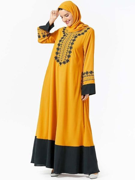 

loose big swing muslim dress women embroidery cotton party abaya uae dubai arab islamic clothing kaftan plus size 4xl vestidos1, Red