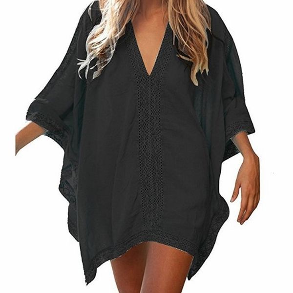 

women vintage shirts lace beach cover up summer shirt female solid clothing holiday beachwear, White