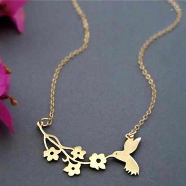

chokers bird olive branch leaves beautiful pendant necklace female simple chinese valentine's day european and american jewelry1, Golden;silver