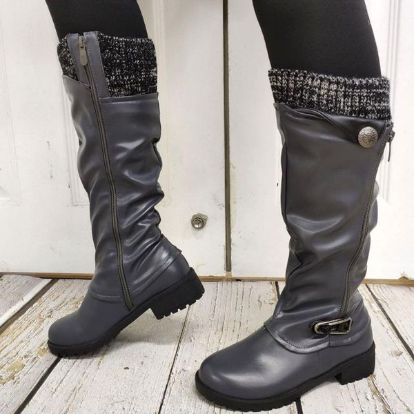 

boots big size 43 dropship vintage retro lady great quality zipper knitting riding calf boot women autumn shoes woman1, Black