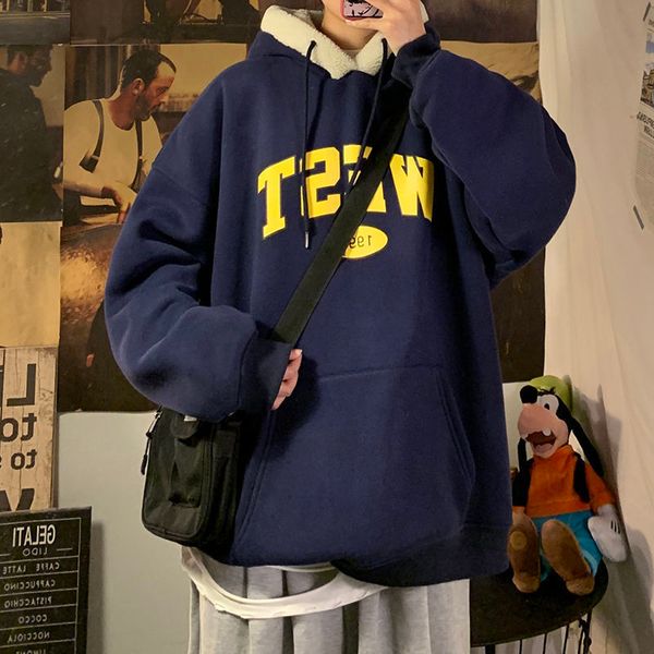 

2021 new privathinker men's oversized korean hoodies autumn winter new woman pullovers hooded sweatshirts warm clothing 7kcy, Black