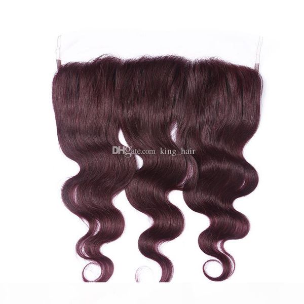 

new arrival #99j wine red lace frontal closure 13*4 part body wave burgundy human hair ear to ear full lace frontals, Black;brown