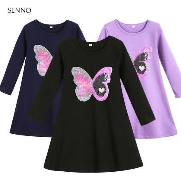 

spring autumn girls dress with reversible sequin kids clothing fashion cotton glitter girl dresses mother mom and daughter dress lj201110, Blue