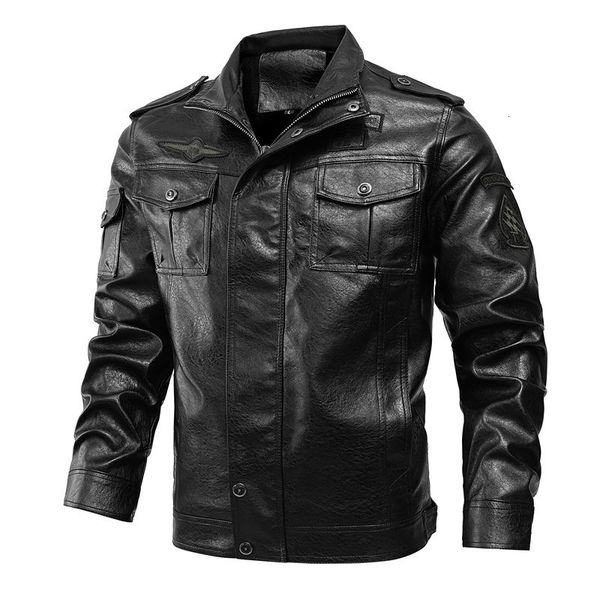 

2021 new jacket autumn vintage pu leather turn-down collar fall fashion coat men streetwear plus size yksw, Black