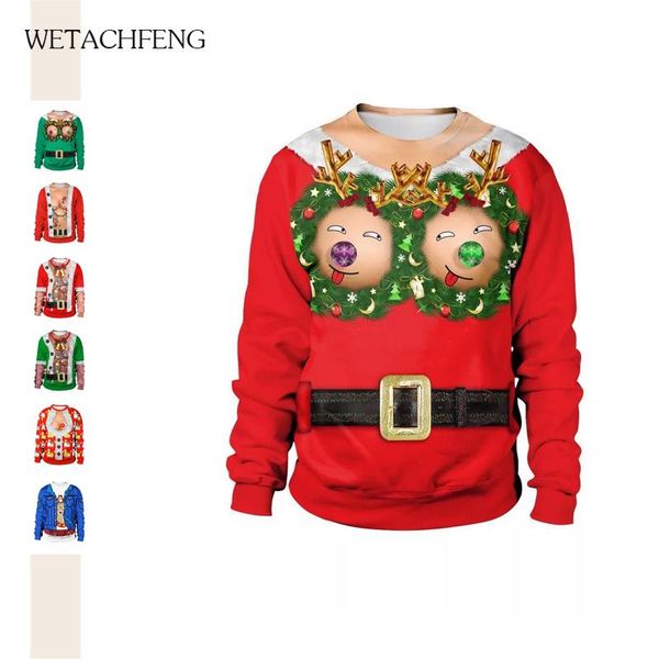 

3d funny novelty ugly christmas sweaters plus size women man's jumpers autumn winter pullovers couples sweatshirts, White;black