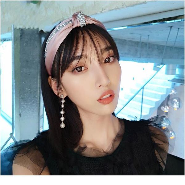 

q wide hair band girls headband with drill bowknot vintage elastic hair hoop 1pcs women hair accessories fashi qylxyh