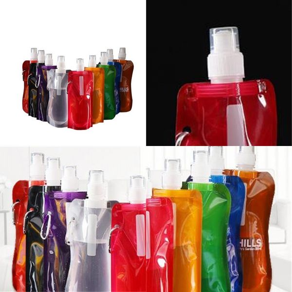 

plastic folding water bag transparent pure color waters bottle outdoor sport multi colors cup new arrival 1 6lg l1