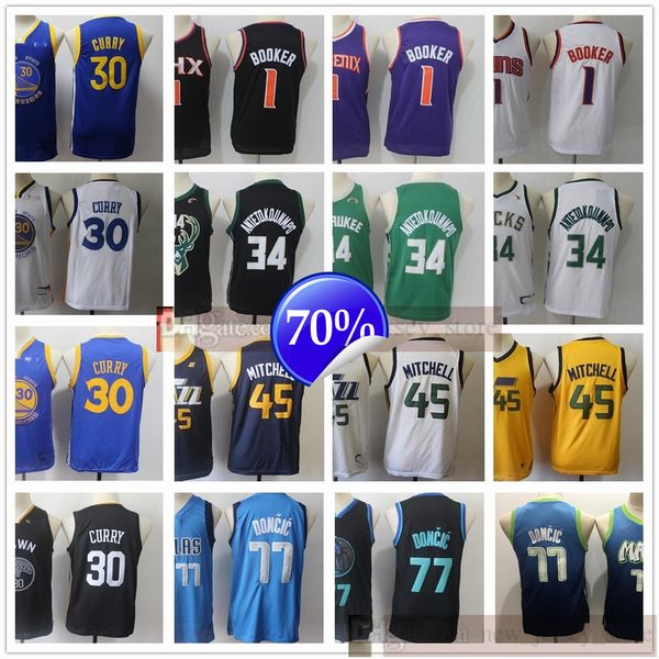 

basketball 1 devin 30 stephen booker curry jerseys stitched mens youth boys kids 34 giannis luka antetokounmpo doncic donovan jersey, Black;red