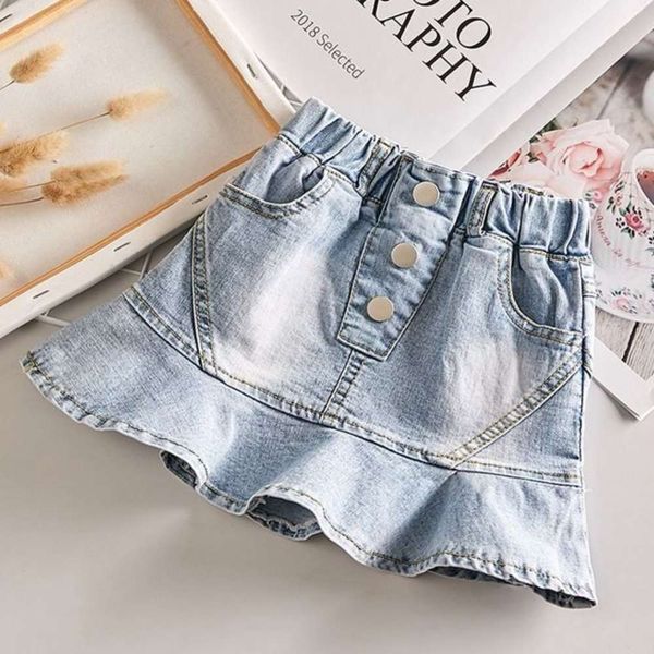 

skirt pleated denim girl, Blue