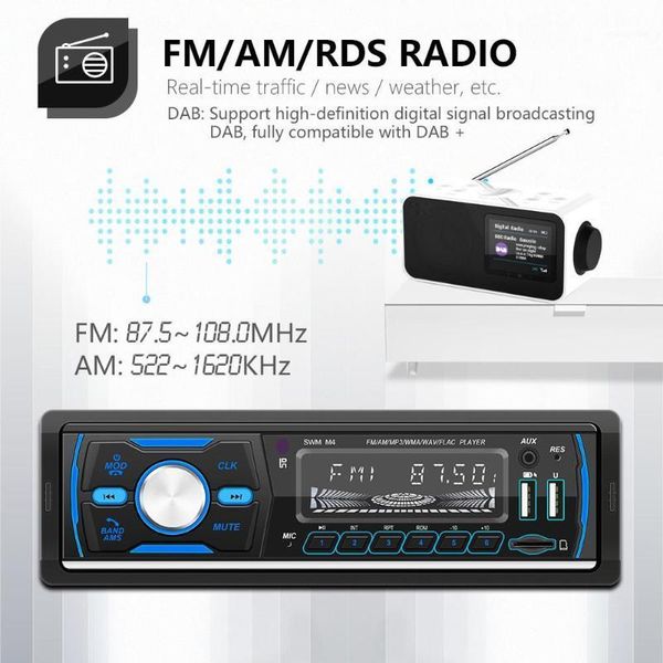

car audio bluetooth stereo mp3 radio receiver with remote control single din digital media support fm/am/rds/dab/dab +/mp31