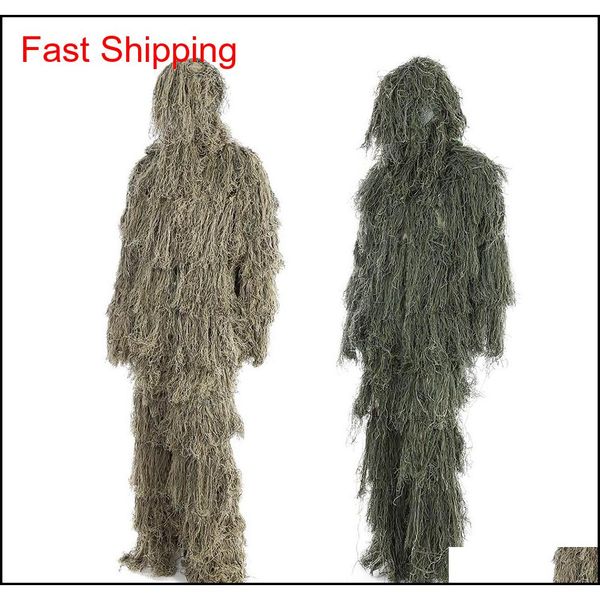 

3d universal camouflage suits woodland clothes adjustable size ghillie suit for hunting army outdoor sniper set kits jmsk3, Black;green