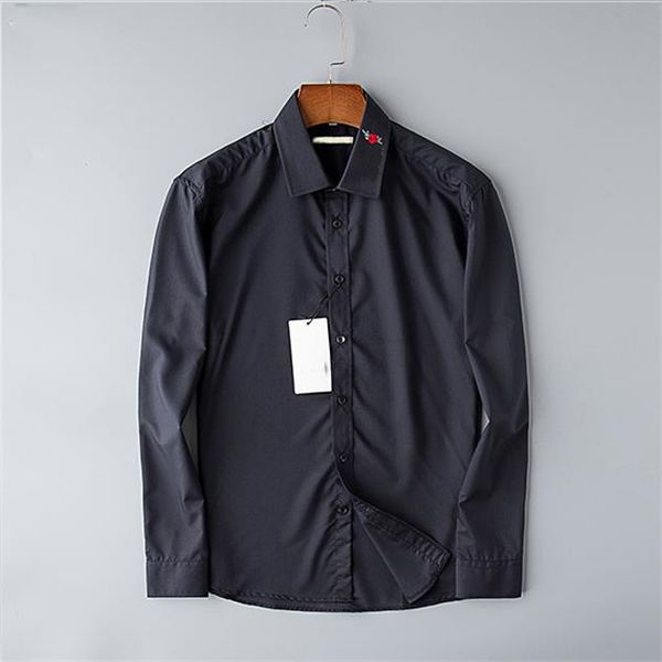

2021 mens cotton shirts black white striped long sleeve dress shirt spring autumn men dress shirts business #21, White;black