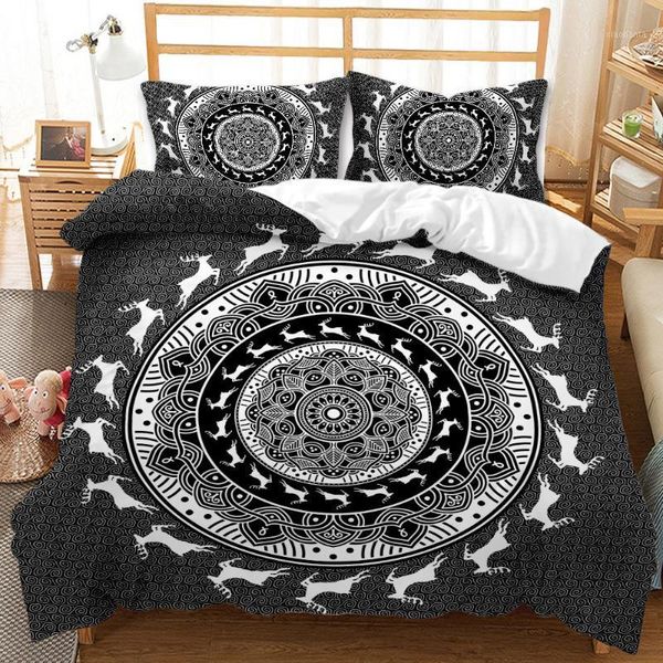 

black boho duvet cover 3pcs quilt cover bedding set  king comforter single double cool bedclothes kids bedroom1