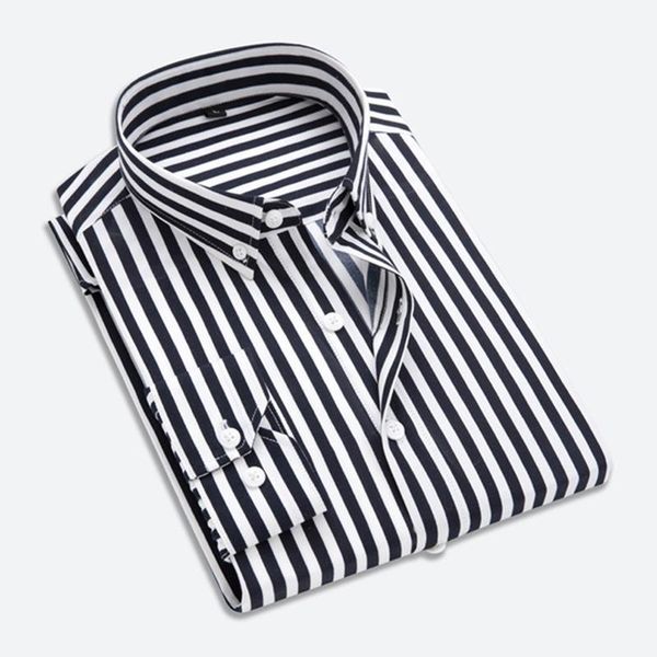 

men's casual shirt slim fit men's casual striped shirt long sleeve formal dress shirts men male clothing fashion1, White;black