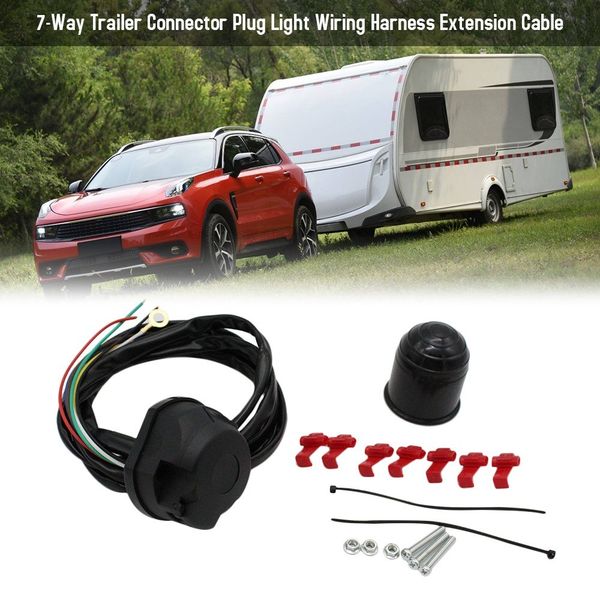 

7-way trailer connector plug light wiring harness extension cable car