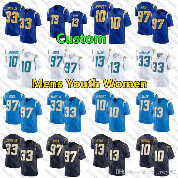 

new men los angeles chargers 33 derwin james 10 justin herbert 30 austin ekeler 13 keenan allen 97 joey bosa football jerseys, Black;red