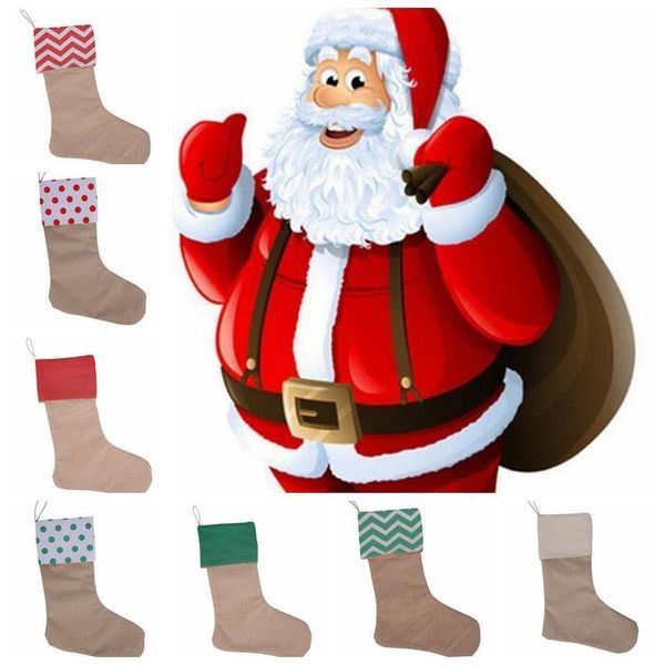 

stocking gift bag decorations canvas 30*45cm christmas tree decoration socks xmas stockings 7styles