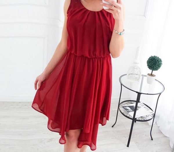 

2019 women beach dress female summer sleeveless dress chiffon women dresses summer style clothing plus size, Black;gray