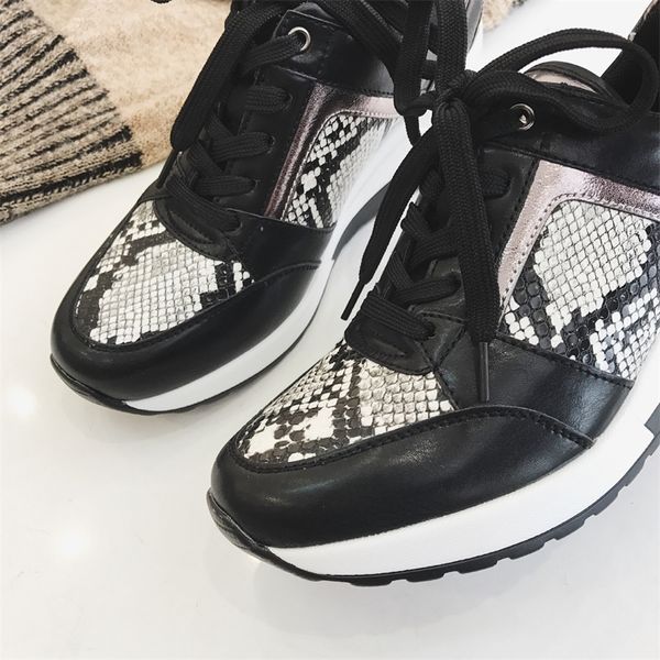 

женщины leopard кроссовки зима осень платформа клинья женская обувь мода snake pattern повседневный стиль 201105, Black