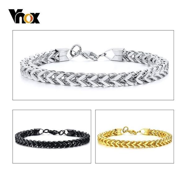 

vnox 3 colors interlocked curb link chain bracelets for men stainless steel casual male jewelry, Black