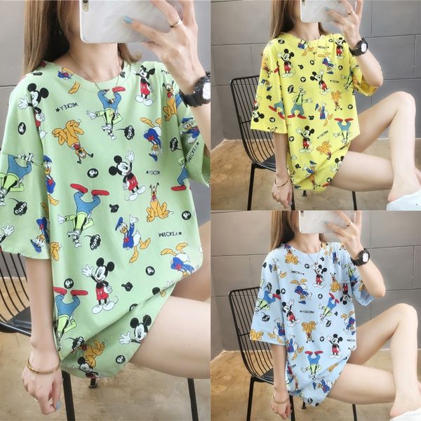 

kcbmm multi t-shirt 0qvbl 2020 women's new summer wear loose medium length short sleeve t-shirt for women style, White