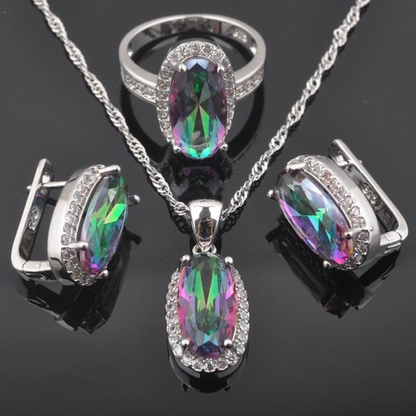 

russian style crystal zirconia jewelry sets women's wedding silver color necklace and earrings ring set fast ship qz0557