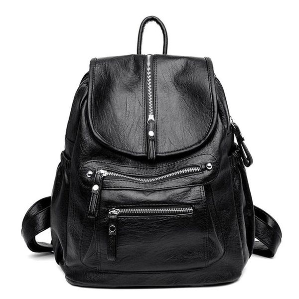 

fashion bagpack women's leather backpacks large capacity female school backpack for teenage girls shoulder bag travel back pack